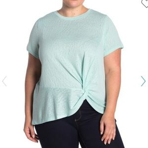 Bobeau Aqua Crew Neck Top
